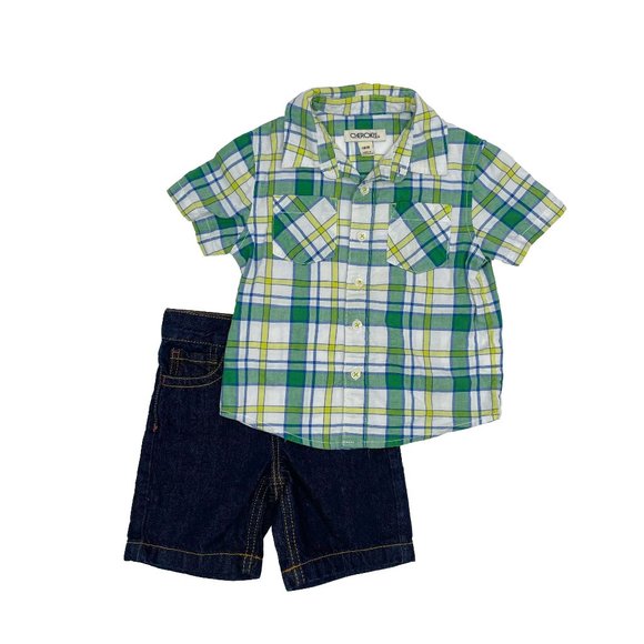 Lee Baby Boy 2-Piece Outfit Top & Bottom Set Plaid Shirt Jeans 12-18M 18M - Picture 1 of 5